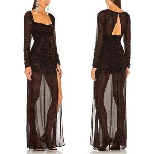 NEW DUNDAS X REVOLVE Stardust Long Sleeve Maxi Dress Black